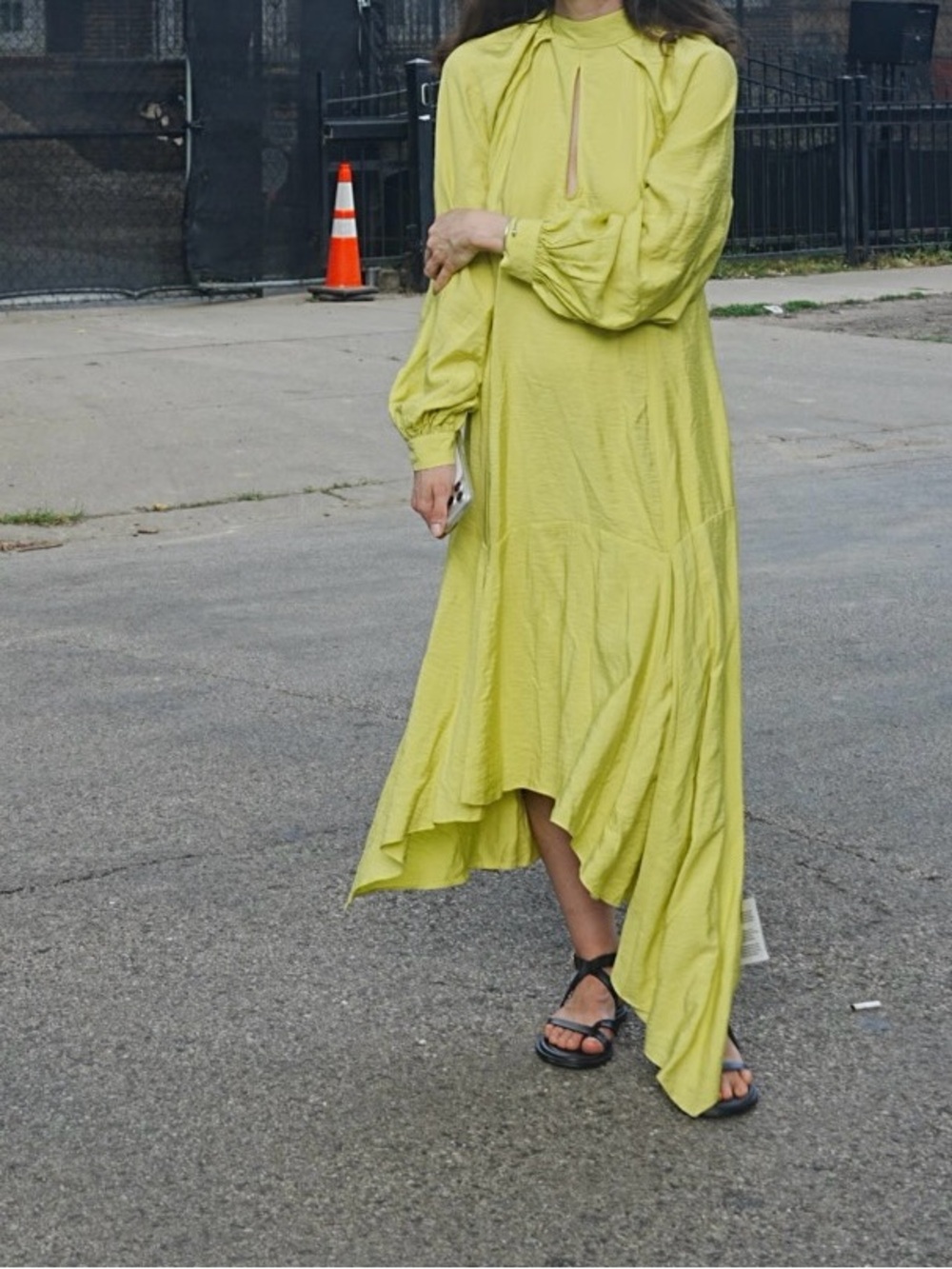 ASOS design 100% viscose Lime Green Long Sleeve Asymmetric Women's Dress